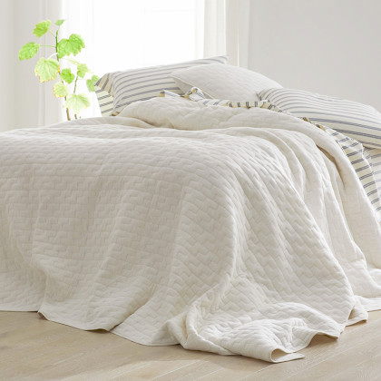 Narrow Stripe Classic Cool Cotton Percale Pillowcase Set - Navy, Standard