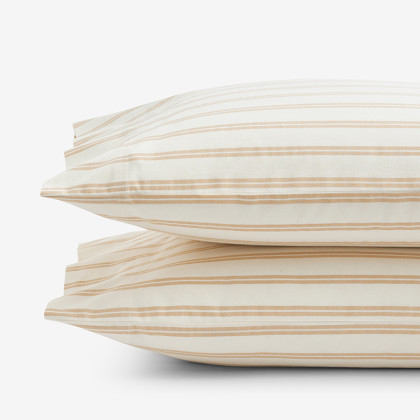 Narrow Stripe Classic Cool Cotton Percale Pillowcase Set