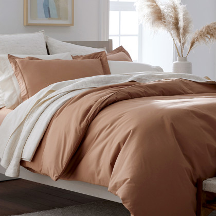 Classic Cool Cotton Percale Bed Duvet Cover - Clay, Twin XL