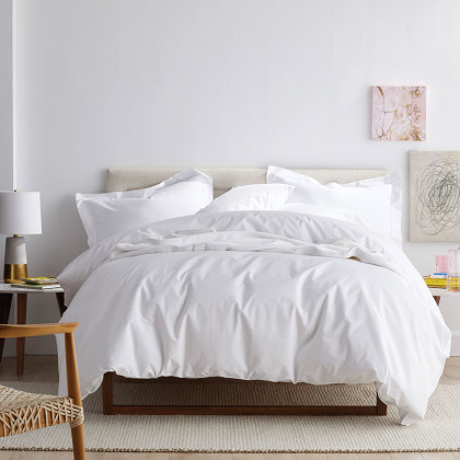 Classic Cool Cotton Percale Bed Duvet Cover - White, Twin XL