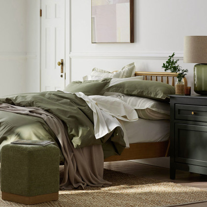 Classic Cool Cotton Percale Bed Sheet Set - Olive Green, Twin