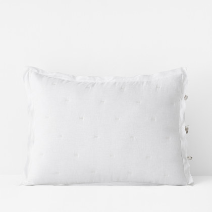 Reversible Premium Breathable Relaxed Linen Quilted Sham - White/Parchment, Standard