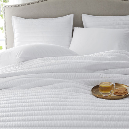 Premium Smooth Wrinkle-Free Sateen Quilted Coverlet - White, Full
