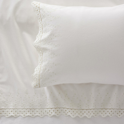 Lace Premium Ultra-Cozy Cotton Flannel Pillowcase Set - Cream, Standard