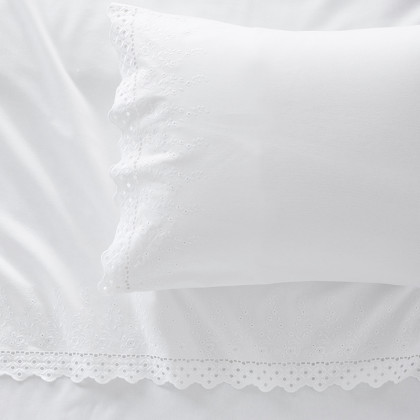 Lace Premium Ultra-Cozy Cotton Flannel Flat Bed Sheet - White, Twin/Twin XL