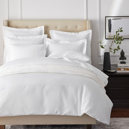 Marcella Premium Smooth Egyptian Cotton Sateen Oversized Duvet Cover - White, Queen