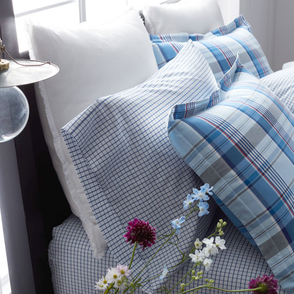 Grayson Window Pane Classic Cool Cotton Percale Pillowcases - Blue Multi, King