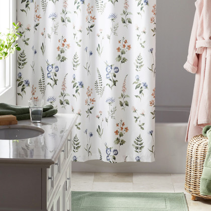 Frances Wrinkle-Free Sateen Shower Curtain - White Multi