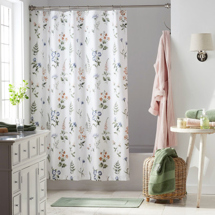 Frances Premium Smooth Wrinkle-Free Sateen Shower Curtain