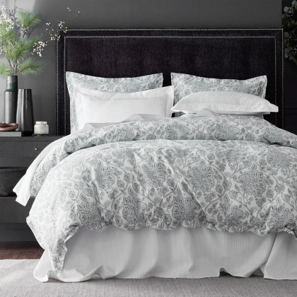 Maison Floral Luxe Smooth Sateen Duvet Cover - White, Full