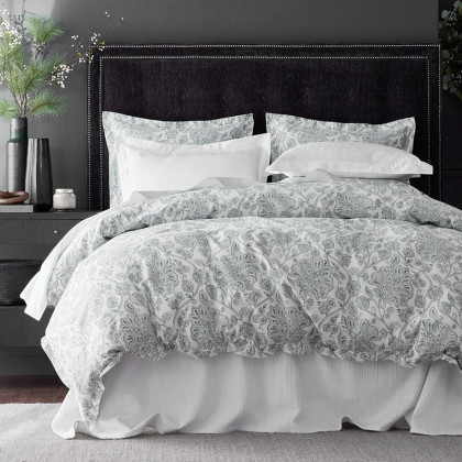 Maison Floral Luxe Smooth Sateen Duvet Cover - White, Twin/Twin XL