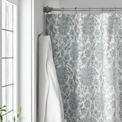 Maison Floral Luxe Smooth Sateen Shower Curtain - White