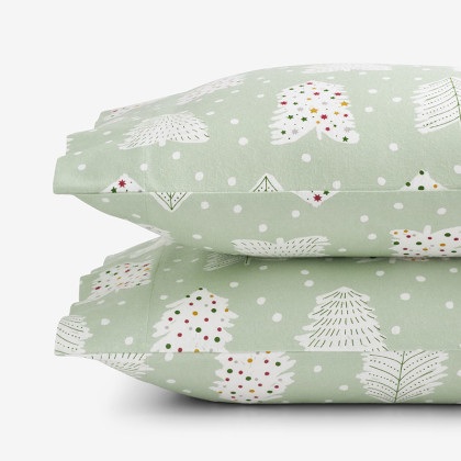 Snow Trees Premium Ultra-Cozy Cotton Flannel Pillowcase Set