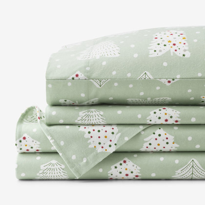 Snow Trees Premium Ultra-Cozy Cotton Flannel Bed Sheet Set