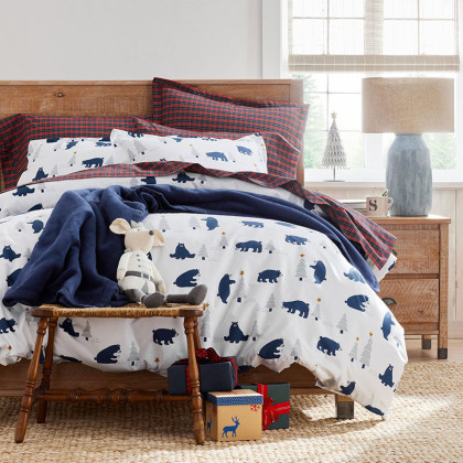 Classic Cool Cotton Percale Sham - Holiday Bear, Euro