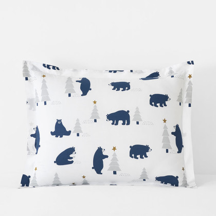 Classic Cool Cotton Percale Sham - Holiday Bear, Standard