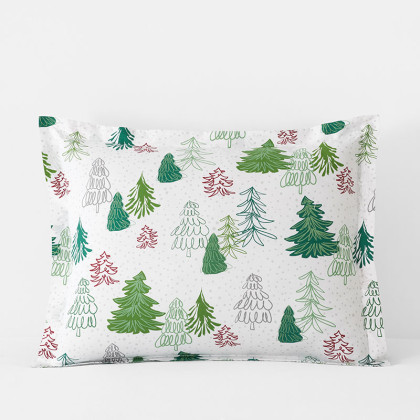 Classic Cool Cotton Percale Sham - Holiday Trees, Standard