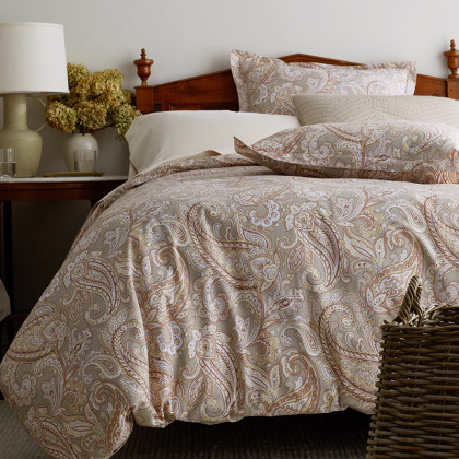 Vintage Paisley Classic Cool Cotton Percale Bed Duvet Cover - Blush, Twin/Twin XL