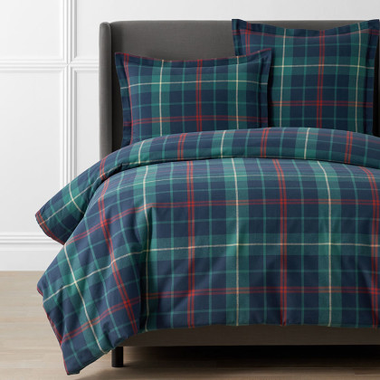 Red Green Plaid Premium Ultra-Cozy Cotton Flannel Duvet Cover