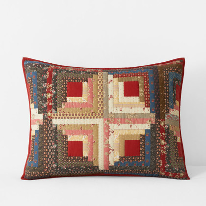 Amanda Block Handcrafted Patchwork Quilted Sham - Red, Standard
