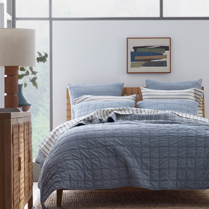 Morgan Quilted Coverlet - Denim Blue, Twin