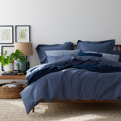 Brushed Cotton Duvet Cover - Blue, Twin XL