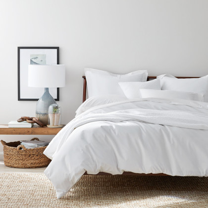 Brushed Cotton Twill Duvet Cover - White, Twin XL