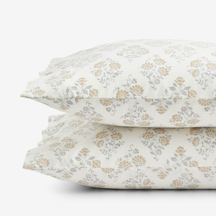 Mariel Flower, Bouquet, and Stripe Classic Cool Cotton Percale Pillowcase Set
