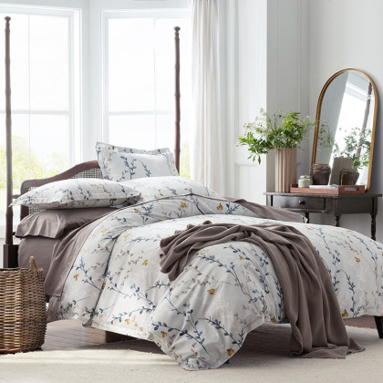Spring Buds Premium Smooth Wrinkle-Free Sateen Duvet Cover - Gray Multi, Twin