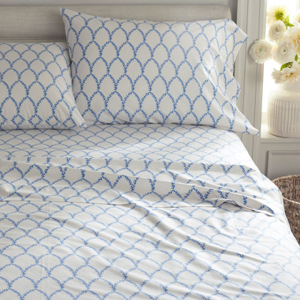 Laurel Classic Smooth Sateen Flat Bed Sheet - Blue, Twin/Twin XL