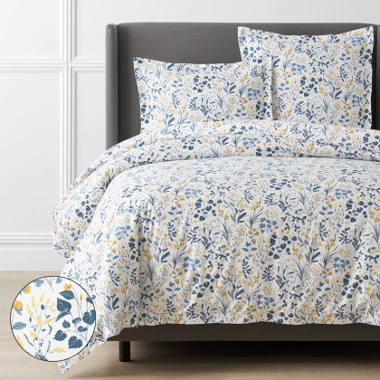 Blue Floral 4 Pcs Comforter Set Includes 1 Comforter, 2 Pillowcases and 1  Decorative Pillow
