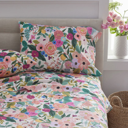 Garden Party Classic Cool Cotton Percale Fitted Bed Sheet - Multi, Twin
