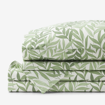 Tulum Leaf Classic Cool Percale Bed Sheet Set