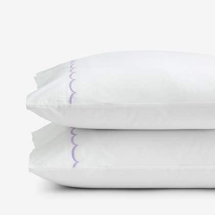 Scallop Embroidered Premium Cool Egyptian Percale Pillowcases