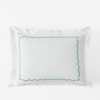 Scallop Embroidered Premium Cool Egyptian Percale Sham - Green, Standard