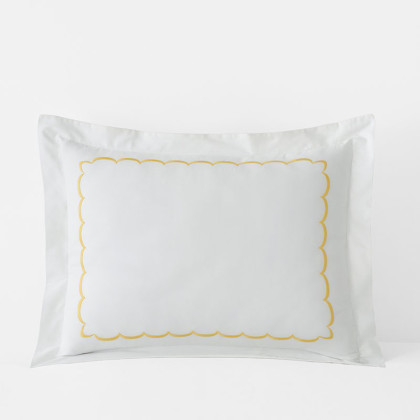 Scallop Embroidered Premium Cool Egyptian Percale Sham - Yellow, Standard