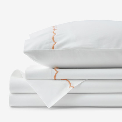 Scallop Embroidered Premium Cool Egyptian Percale Bed Sheet Set