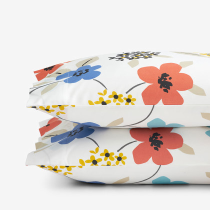 Claudia Floral Classic Cool Percale Pillowcase Set