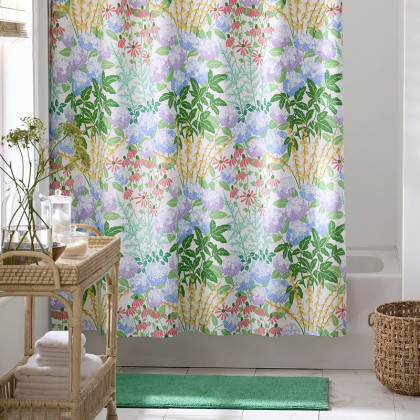 Floral Blossom Classic Cool Percale Shower Curtain - White Multi