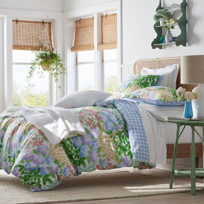 Floral Blossom Classic Cool Percale Reversible Comforter - White Multi, Full