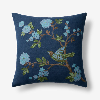 Bird Branch Linen Decorative Pillow Cover