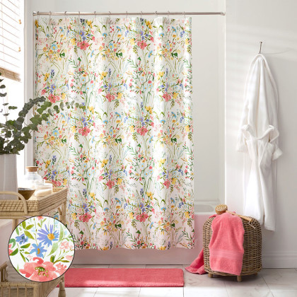 Floral Impressions Classic Cool Percale Shower Curtain