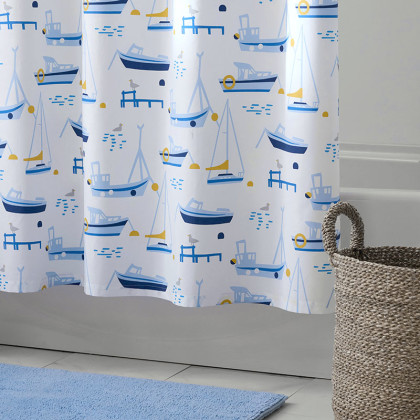 Marina Boats Classic Cool Percale Shower Curtain