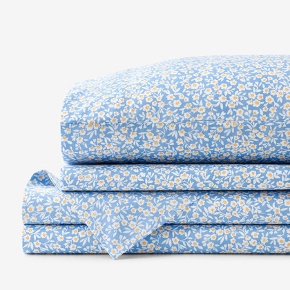 Serene Floral Classic Cool Percale Bed Sheet Set