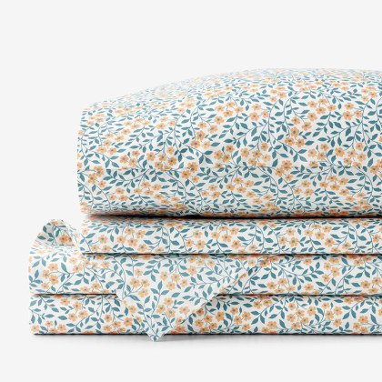 Serene Floral Classic Cool Percale Bed Sheet Set