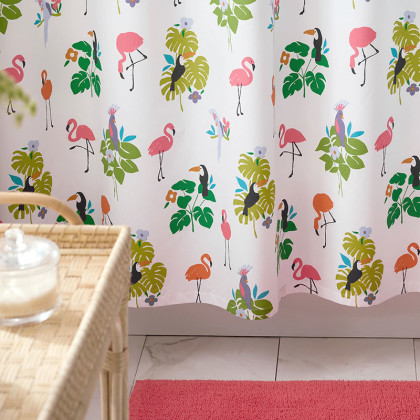 Tropical Flamingo Classic Cool Percale Shower Curtain