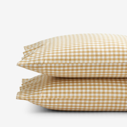 Gingham Classic Cool Melange Cotton Percale Pillowcase Set