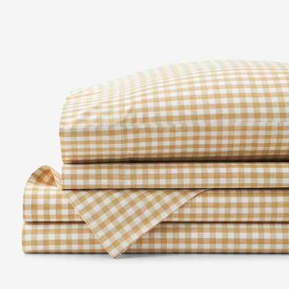 Gingham Classic Cool Melange Cotton Percale Bed Sheet Set
