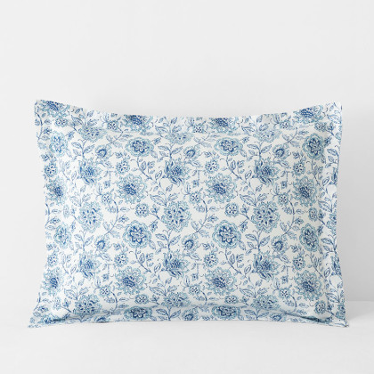 Poonam Floral Classic Cool Percale Sham - Blue/White, Standard
