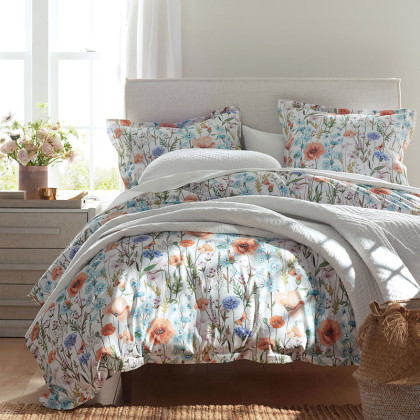 Summer Floral Premium Smooth Wrinkle-Free Sateen Pillowcase Set - White Multi, Standard